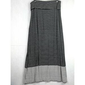 MAX STUDIO Black/White Striped Stretchy Fold Over Waist Blend Maxi Skirt L